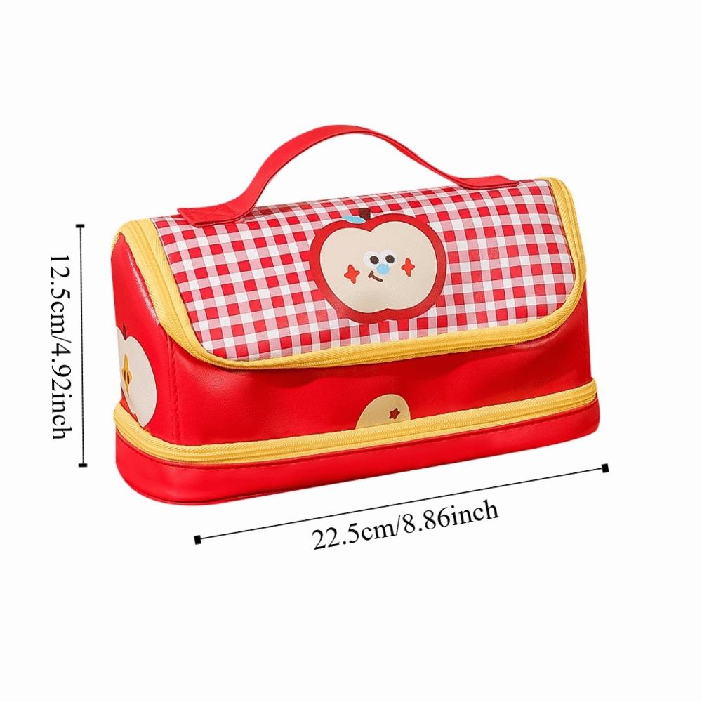 Hand-held Cartoon House Pen Bag PU Leather Waterproof Food Fruit Burger Cow PU Stationery Bag Large Capacity Big House Shape
