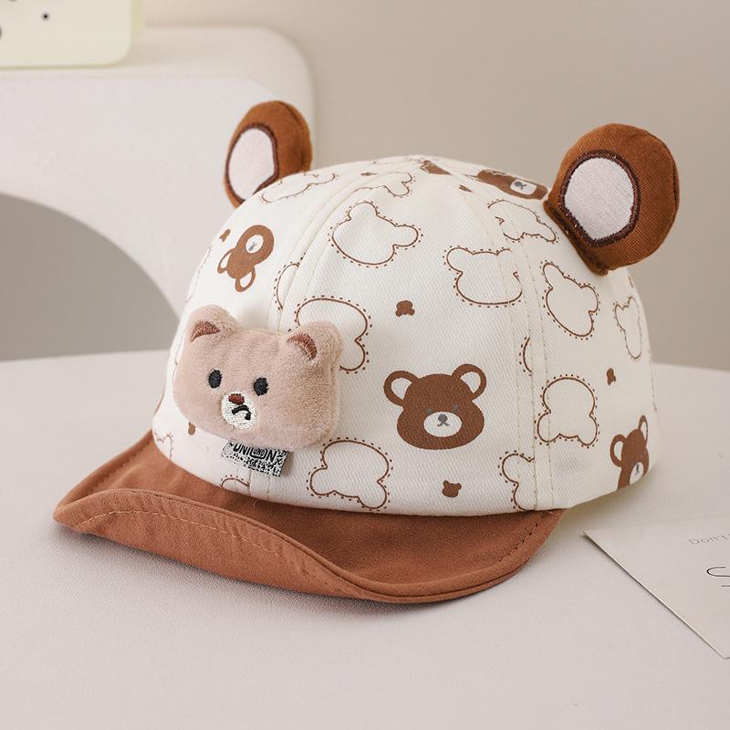 Bear Label Soft Brim Duckbill Hat for Infants & Toddlers - Spring Korean Fashion
