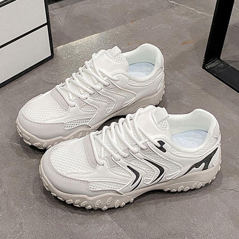 Mesh sneakers women s 2025 new summer versatile breathable soft sole lightweight casual board shoes women s white shoes 35 серый 2345₽