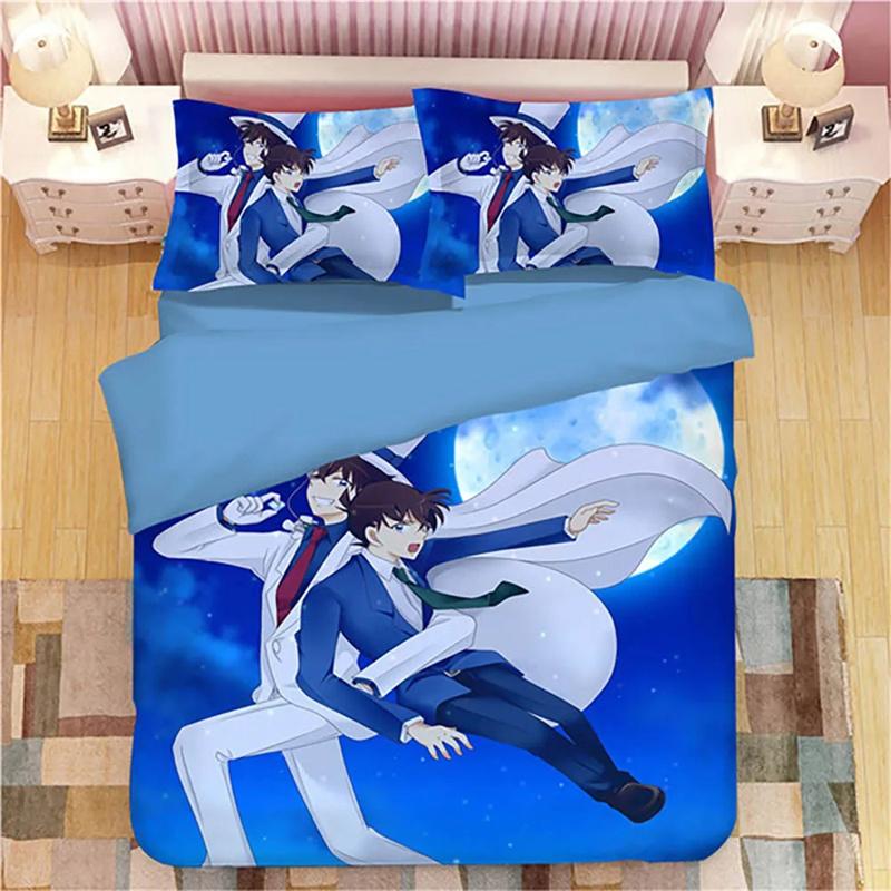 Anime Detective Conan Shinichi Bedding Set,Duvet Cover Comforter Bed Set Quilt Cover Pillowcase,King Queen Twin Size Boys Girls