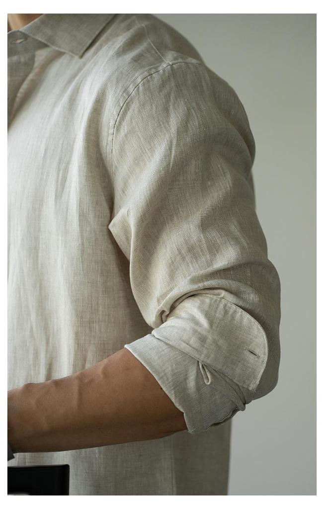 Men's Italian Linen Lightweight Long-Sleeve Shirt - Spring 2026 Casual, Old Money Style.