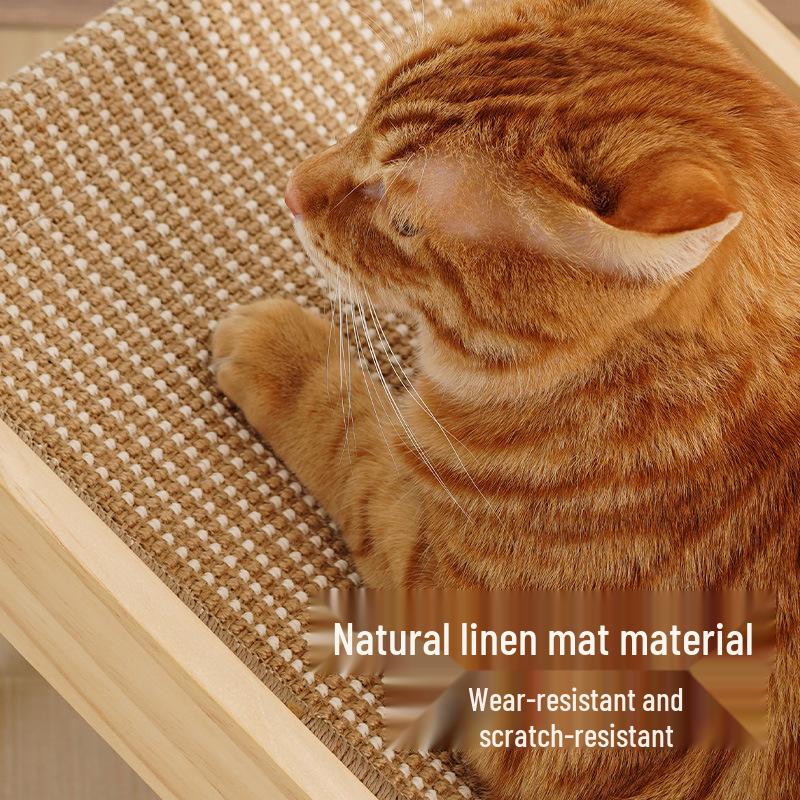 L-Shaped Solid Wood Sisal Cat Scratching Post - Durable, No Debris, Anti-Scratch Sofa Protector & Toy