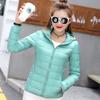 Women Autumn Winter Hooded Collor Solid Color Long Sleeve Zipper Slim Lightweight Down Coat M-5XL