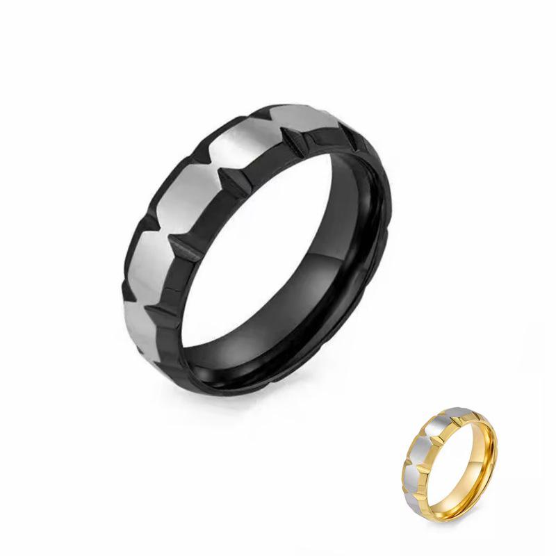 European and American Titanium Steel Two-Color Couple Rings with Diamond Detail