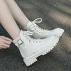 Female British Style Motorcycle Thick Soled Spring and Autumn Thin Single Boots  Winter Sweet Cool Short Boots