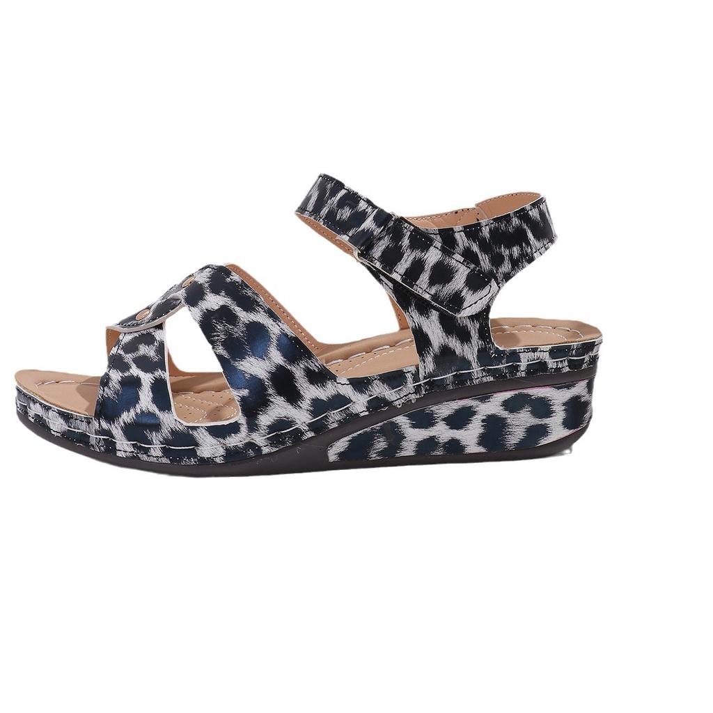Platform Sandals Summer Fashion Women Wedges Retro Leopard Print Outdoor Casual Beach Peep Toe Sandalias Mujer Plus Size 35-44