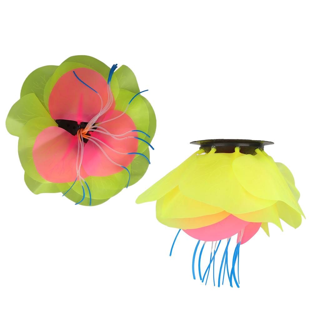 Fish Tank Ornaments Silicone Glowing Naturally Lotus Plants Aquarium Decoration for Fish Tank Yellow