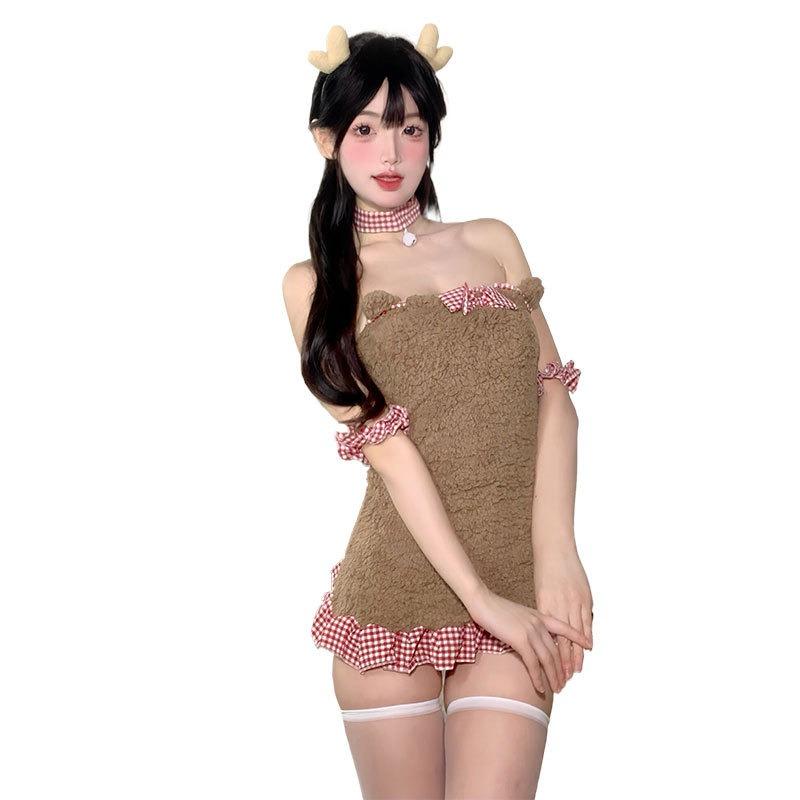 Lingerie sexy bed flirting tube top plush winter two-dimensional babes