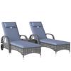 Garden Furniture Set, 3-Piece, Sun Lounger and Table, Polyrattan and Metal, Grey