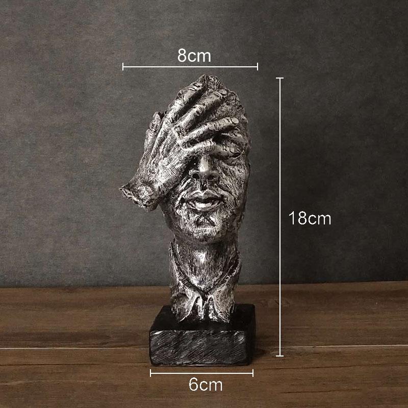 Il Silenzio è Oro Personaggio Retrò Resine Statua Scultura Astratta di Volto Umano Decorazione da Scrivania Arredamento Decorazioni per la Casa Vintage
