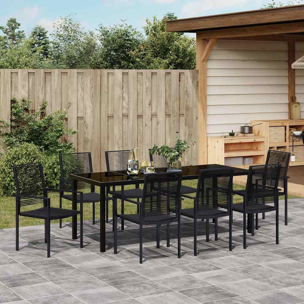 Garden Dining Set 9 pcs Black Powder Coated Steel