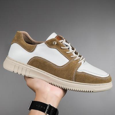 Genuine Leather Men's Casual Sneakers Hollow Out Male Lace-up Skateboard Walking Shoes Outdoor Sports Trainers Big Size 36-49