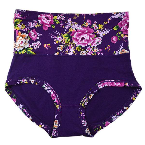 

Женское хлопковое нижнее белье с принтом в стиле ретро с высокой талией и утягивающим эффектом D3004 One Size фиолетовый