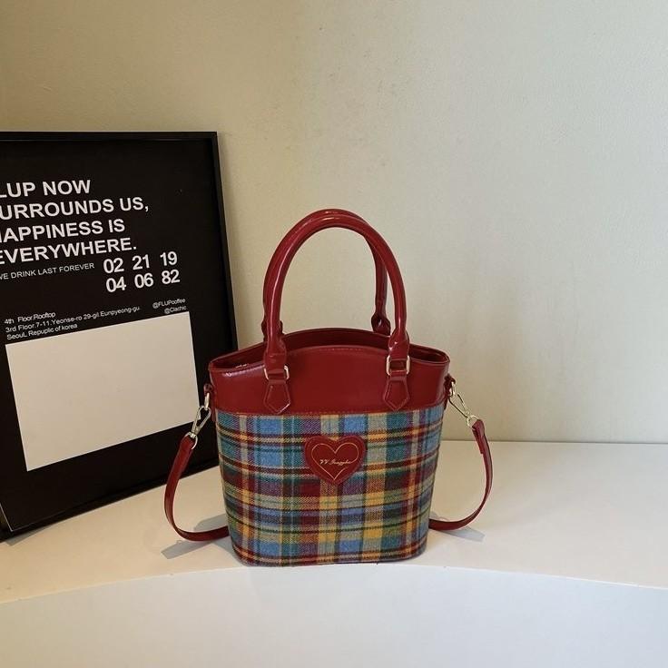 Checkered Fashion Splicing Pattern Women Casual Shoulder Bag For Use Daily