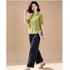 EST+II Summer Embroidered Shirt & Wide-Leg Pants Set
