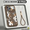 Flowers Leaves Print Lanyard Case For iPhone 18 Pro Max Shockproof Bumper Soft Silicone Cover For iPhone 17 16 15 14 13 Pro Max 17E