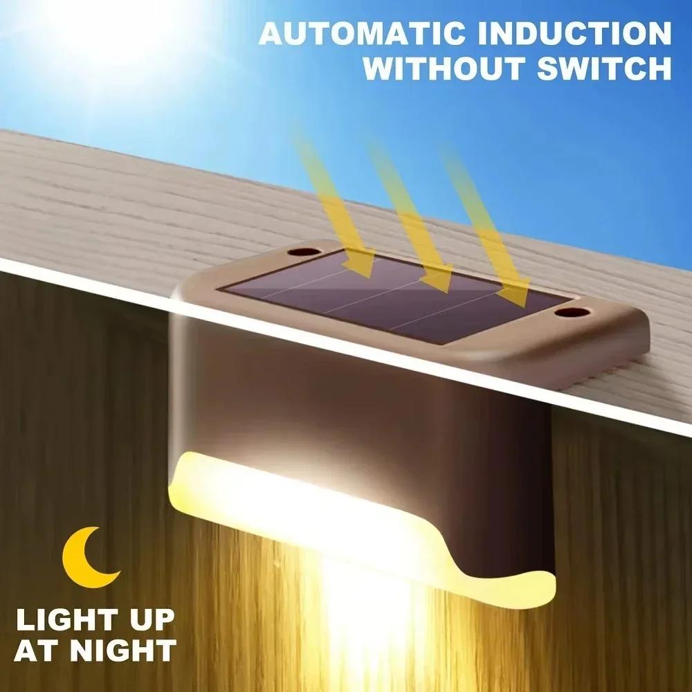 4-20PCS LED Solar Stair Light Outdoor Waterproof Warm White Step Deck Fence Railing Lamps for Patio Garden Yard Walkway Lighting