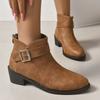 Stiefel Große Lederstiefel Mit Runder Spitze Quadratischem Absatz Und Reißverschluss Hinten Stiefeletten Mit Niedrigem Absatz Kurze Stiefel Damenstiefel Niedriger Absatz
