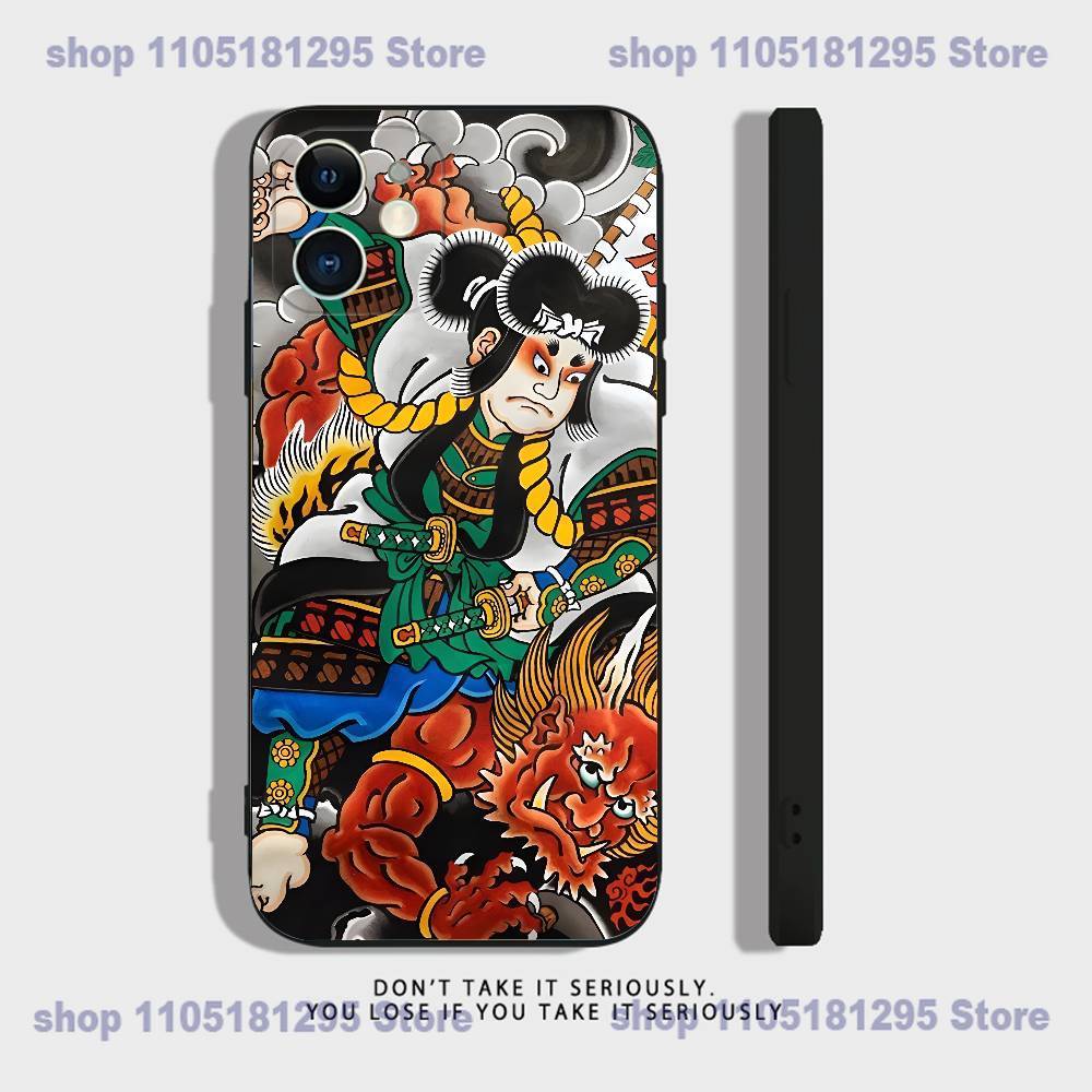 Japan Ukiyo-e Samurai Sea Phone Case For iPhone 17,16,15,14,13,12,11Pro,X,XS,Max,XR,Plus,Mini Soft Silicone Black Shockproof TPU
