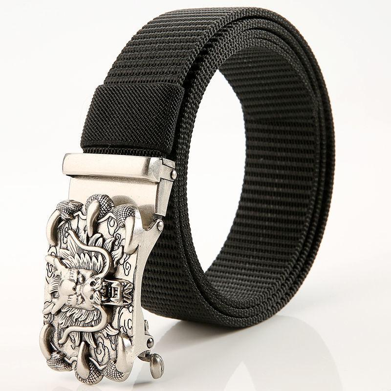 Men'S Nylon Belt Business Automatic Buckle Belt Casual Canvas Toothless Buckle Belt Strength Delivery