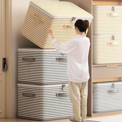 Large Capacity Foldable Cotton Quilt Storage Box with Zipper