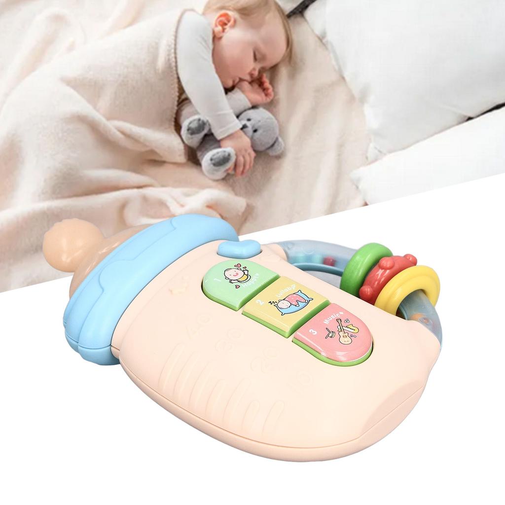 Baby Bottle Shape Teething Toys Soothing Sounds Lullaby Machine with Light and Music for Newborn Early Education