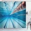 Swimming Pool Printed Shower Curtain Exercise Hobby Leisure Activity Theme Waterproof Fabric Bathroom Decor Screen with Hooks