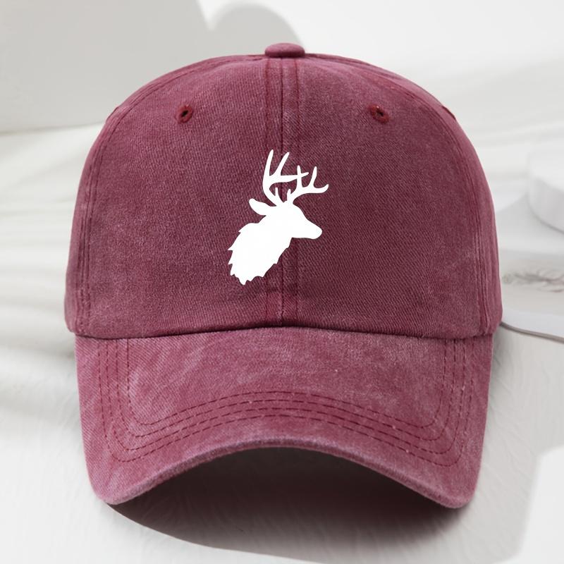 Baseball caps for men and women with deer pattern print, retro style, outdoor leisure style, minimalist design