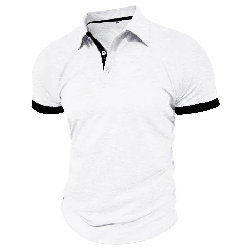 

Новая модная мужская летняя рубашка-поло с коротким рукавом в стиле business casual 100% полиэстер S белый
