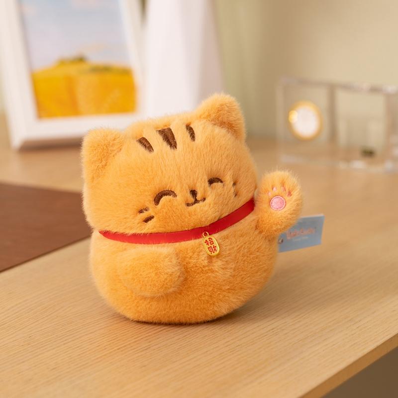 Adorables Peluches Maneki-Neko Mignonnes Rondes Chanceuses Main Ondulante Poupée Chat Animaux de Bureau Drôles Décoration de Voiture Joli Cadeau d'Anniversaire 15cm