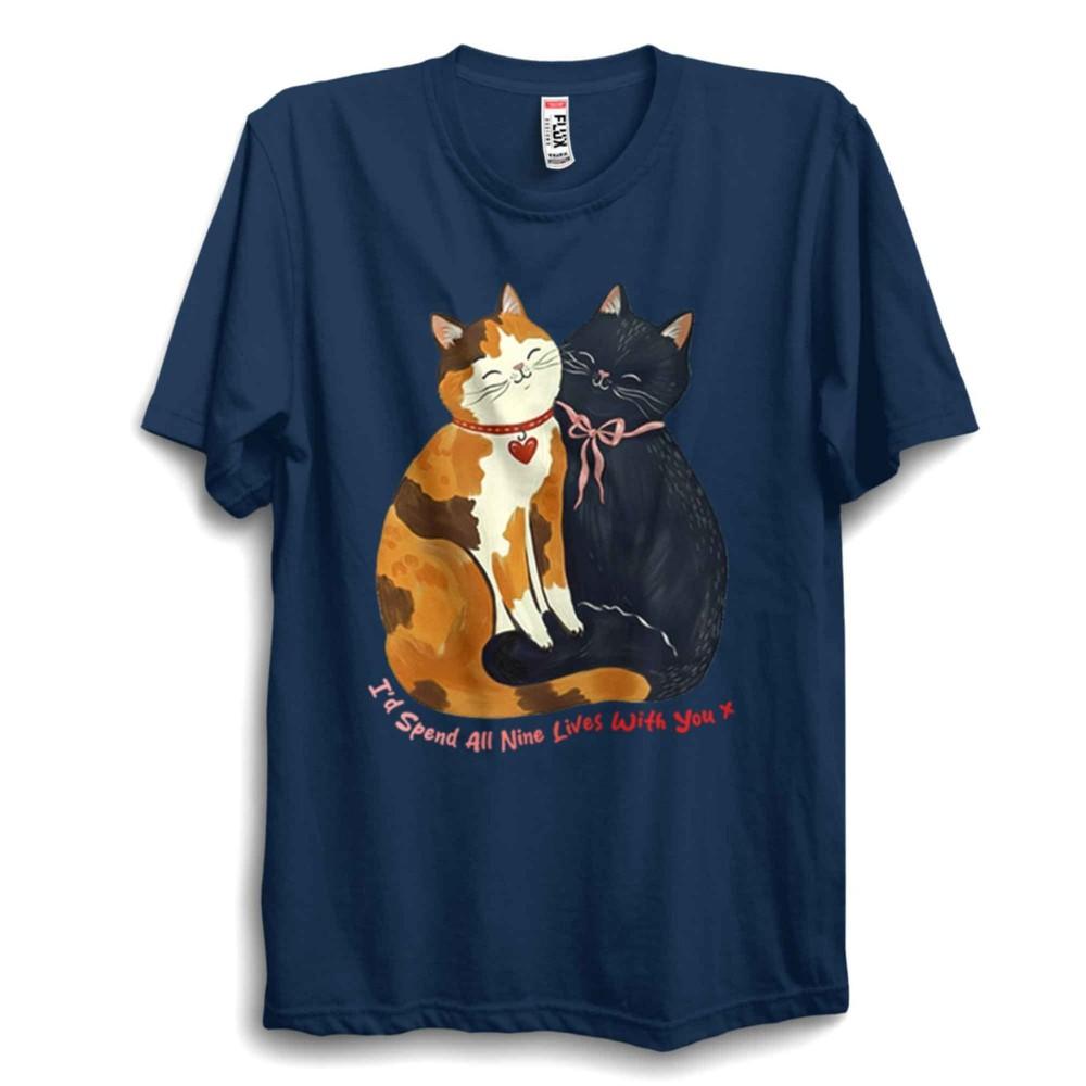 9 Lives Cat T Shirt Funny Valentine Love Tee Unisex Cute Cat Gift S