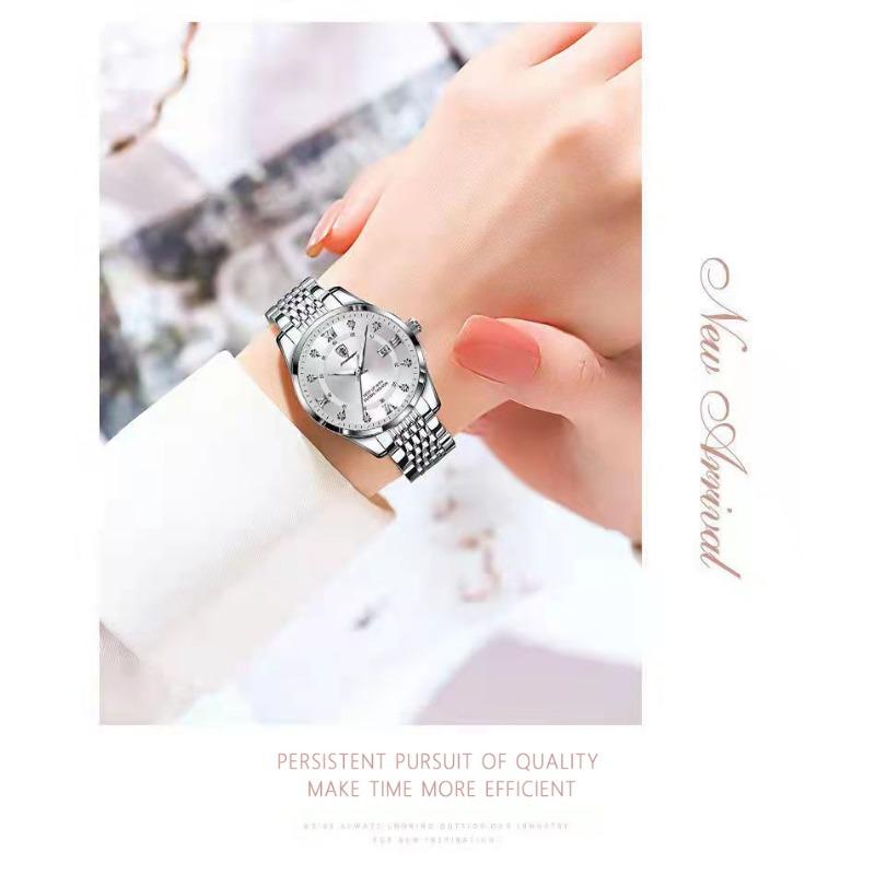 POEDAGAR Original Woman Watch Waterproof Stainless Steel Luminous Date Fashion Ladies Wristwatch Business Quartz Watches