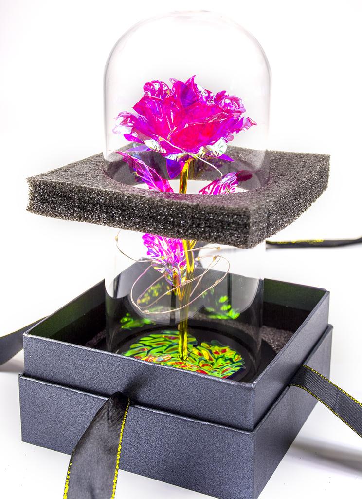 Eternal rose in glass with LED lighting - a gift idea for a loved one