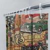 Vintage Route 66-Themed Car Shower Curtain For Bathroom Decor Pixel Art Style Retro Design Featuring Classic American Automobile
