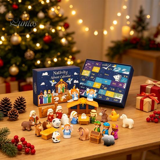 Calendario dell'Avvento di Natale per Bambini 24 Giorni Presepe Bambini, Legame Familiare con Mini Figure, Attività Festive Interattive