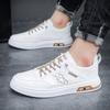 Mode Läder Herr Vita Sneakers Andningsbara Komfort Klassiska Casual Skor Herr Utomhus Promenadskor Par Skor Storlek 38-44
