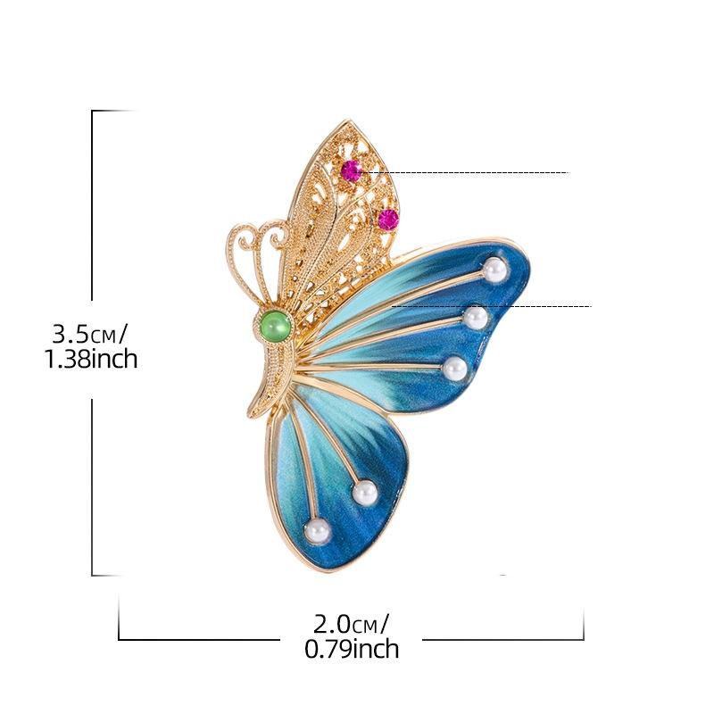 SKEDS Vintage Elegant Colorful Enamel Pearl Butterfly Brooch Pin For Women Girls Fashion Classic Butterflies Crystal Badges