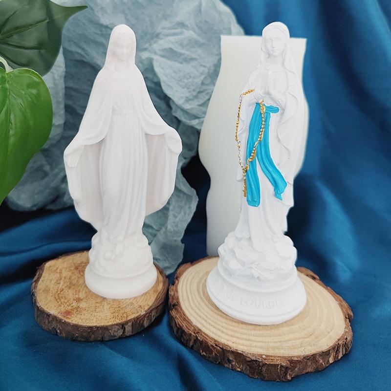 3D Retro Virgin Mary Sculpture Silicone Mold Diy Classical Cake Chocolate Mold Fortune Soap Mould for Godmother Gift