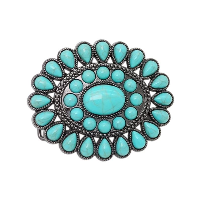 

Vintage Carved Floral Pattern Belt Buckle Replacing Component Easy to Use Heavy Rock Belt Buckle Replacements for Adult