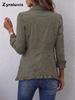Giacca Ricamata Bohemienne Donna Autunno Cardigan Arricciato Stampa Floreale Larga Casual Manica Lunga