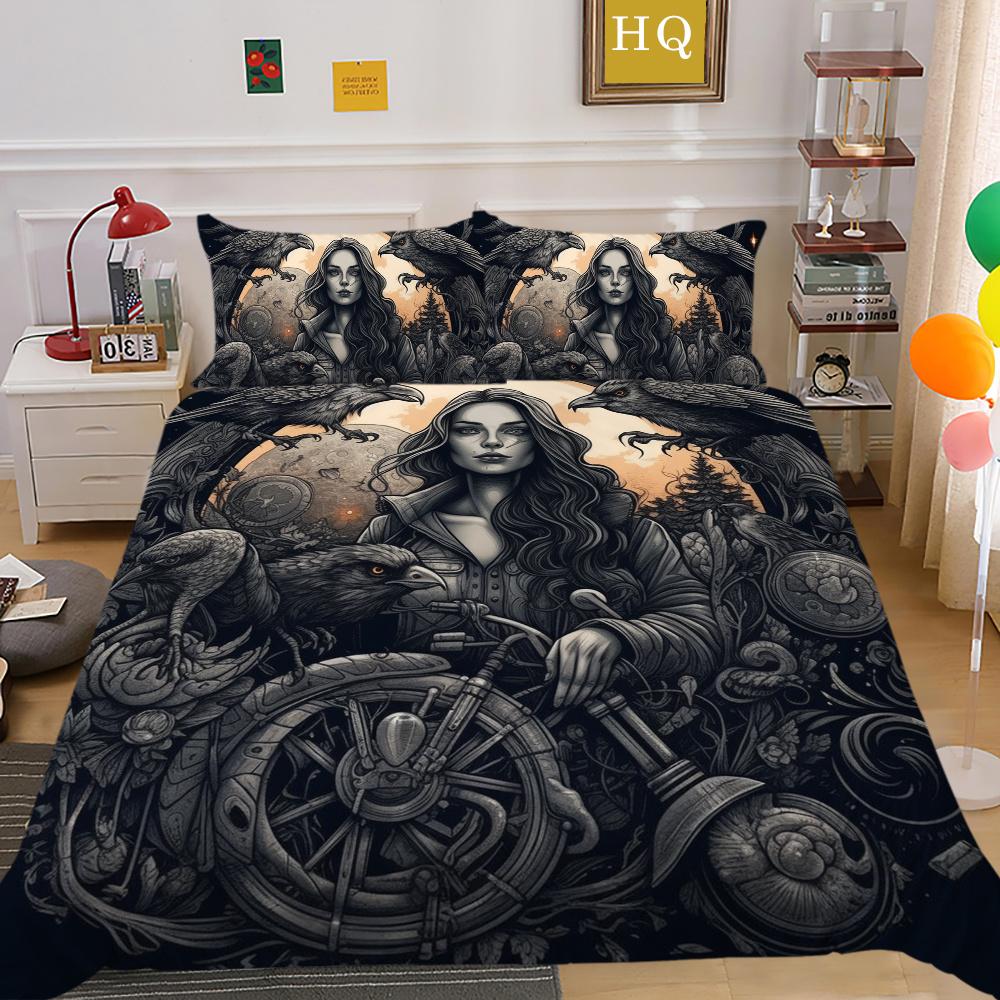 Beauty Skull Printed Home Bedclothes Single Size Polyester Bed Set Man Design Fashion Bedroom Decor