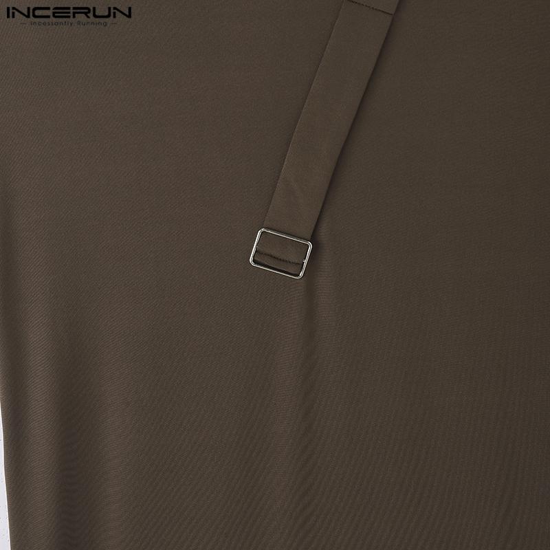 INCERUN Men Sleeveless Irregular Hem Splits Casual Long Tank Tops