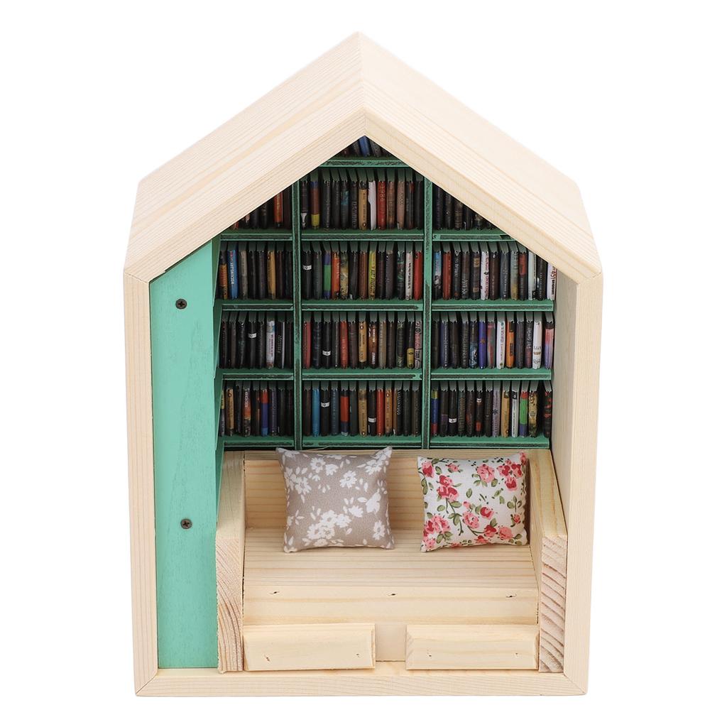 Bookshelf Mini House Kit Wooden Decorative Exquisite Cute Long Life Tiny House Kit for Bedroom Study