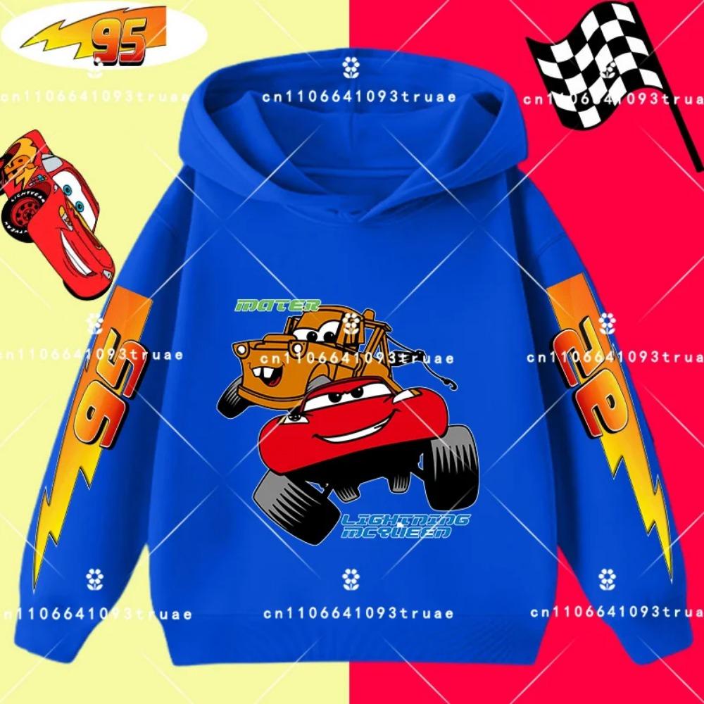 Felpa con cappuccio per bambini e ragazzi, stampa divertente di Saetta McQueen, autunno e inverno, moda casual, calda, felpa da studente