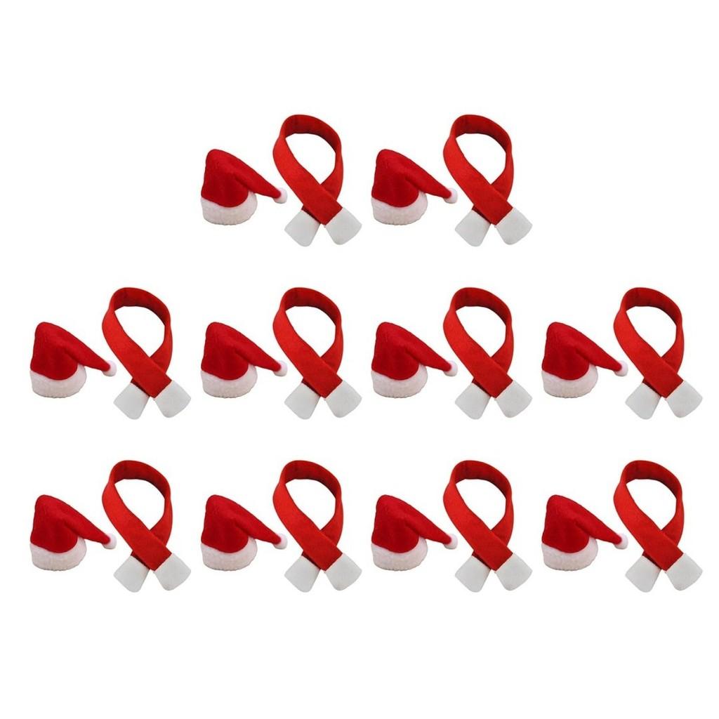 Christmas Bottle Wrap With Nonwoven Fabric Scarf And Hat For Home Holiday Display