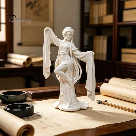 Chinese Style Dancing Girl Ornament 3D Printed Ancient Dancer Ornament, Elegant Flowing Water Sleeve Figurine, Fine Traditional Oriental Aesthetic
