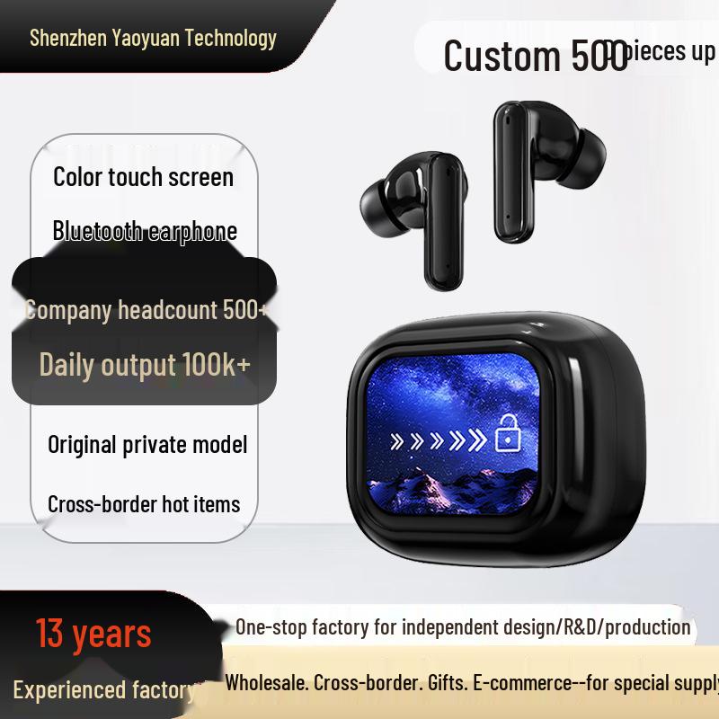 ANC+ENC Dual Noise Cancelling Wireless Bluetooth Headset with Color Touch Screen