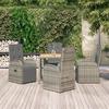 VidaXL Garden Dining Set 5 Pcs Grey Cushions Wicker, Dining Set, Dining Set 3157592