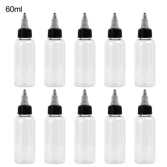 10 Pcs 30/60ml Twist Cap Empty Plastic Tattoo Ink Pigment Storage Bottle