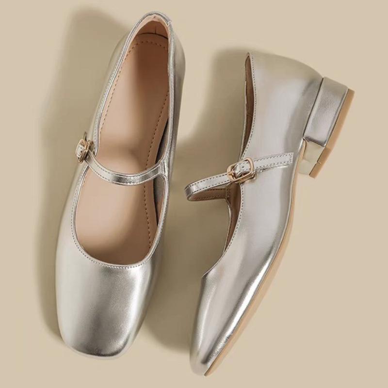 

Мода Элегантные Женские Туфли Мэри Джейн на Среднем Каблуке с Квадратным Носком Босоножки на Каблуке Лодочки 2025 Лето Дизайнерские Неглубокие с Пряжкой Zapatillas De Mujer 40 серебряный